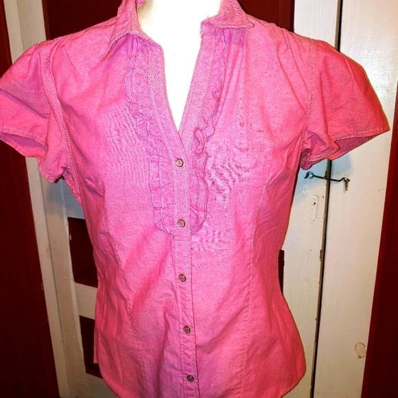 Bit & Bridle Western Snap Button Blouse Cap Sleeves M - Picture 2 of 7